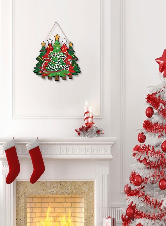 FIPUTE Merry Christmas Door Sign,Christmas Decor, Tree Wood, Decorations Hanging Sign,Merry Welcome Sign,Farmhouse Hanging Plaque Porch Xmas Front Outdoor Home Decor - Image 4